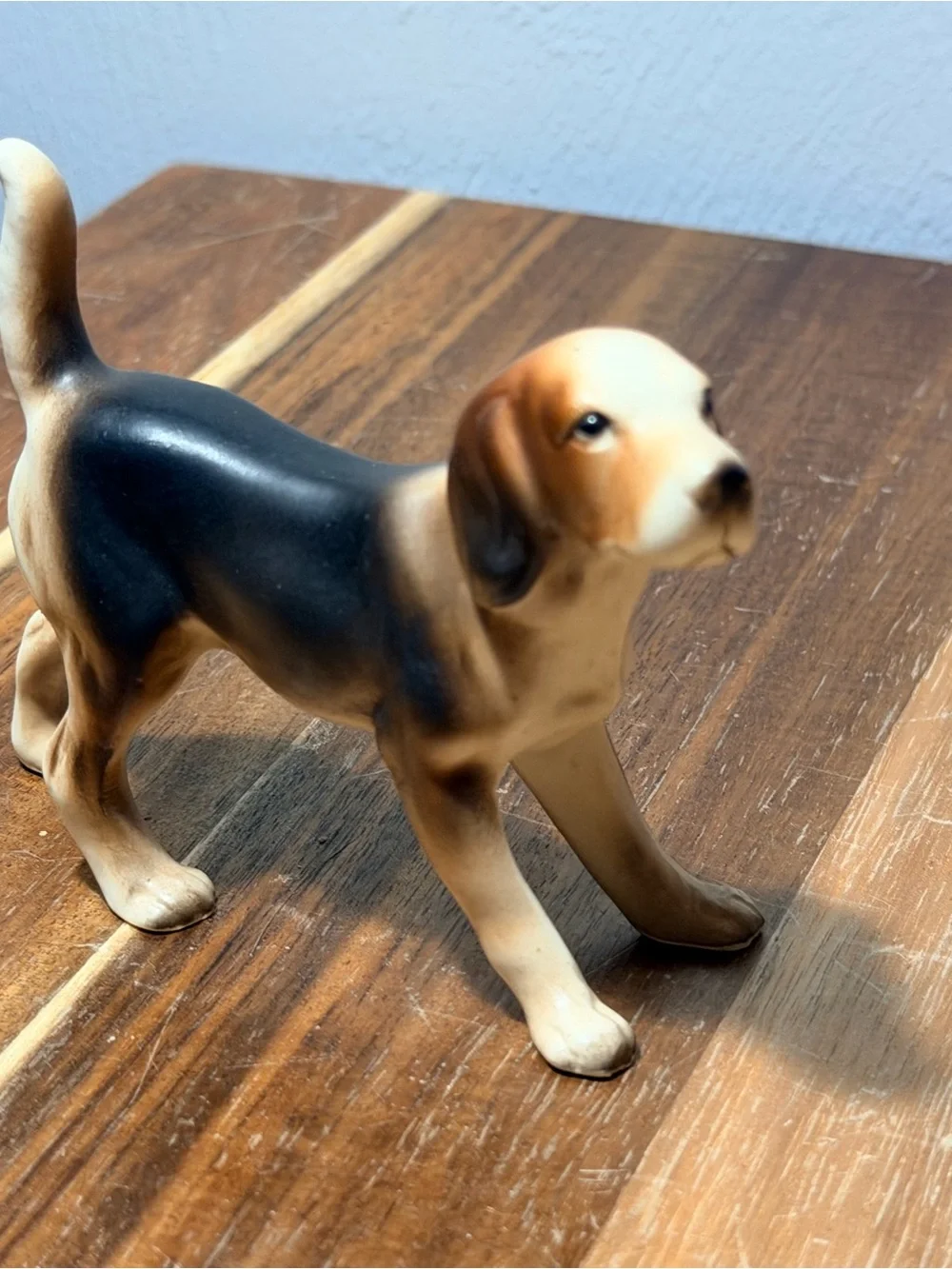 1970s Japanese Porcelain Beagle Figurine Miniature Knick Knack Mid Century Decor